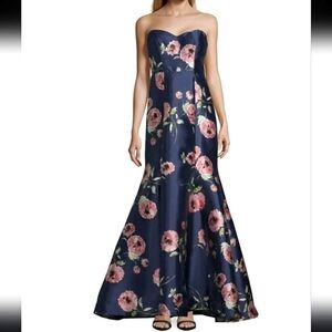 B. Darlin Sleeveless Ball Gown-Juniors Dress Prom/Formal sz 5/6 navy floral